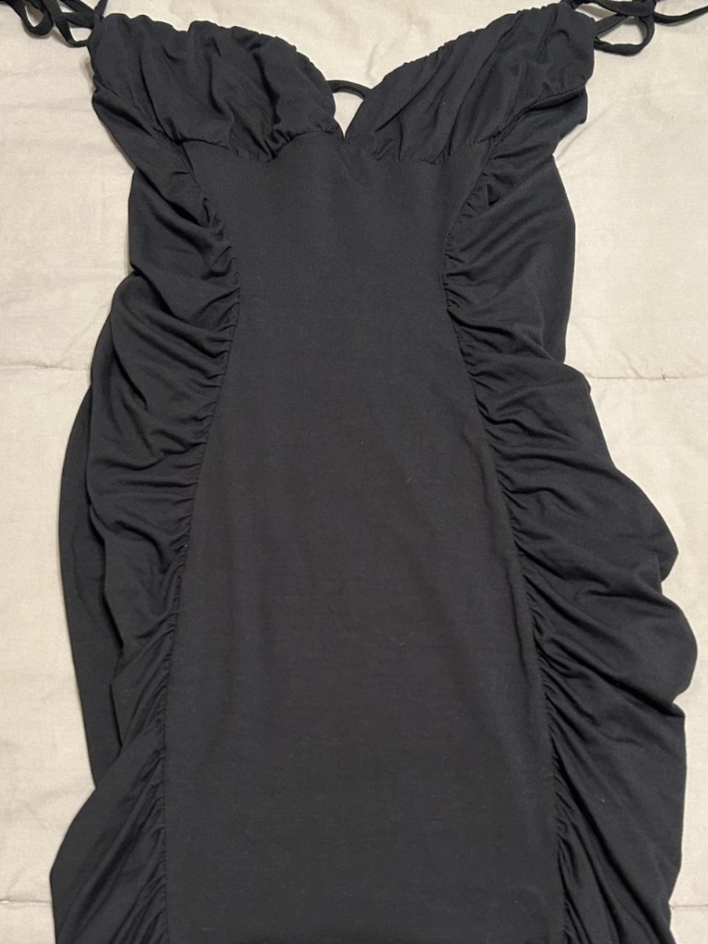 ASOS Black Ruched mini Bodycon Dress Size 6 - Picture 4 of 6